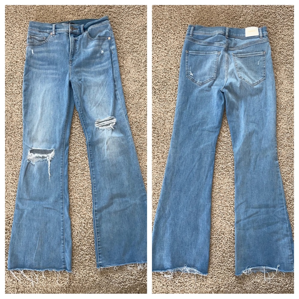 Express Flare High Rise Jeans Distressed Size 8R